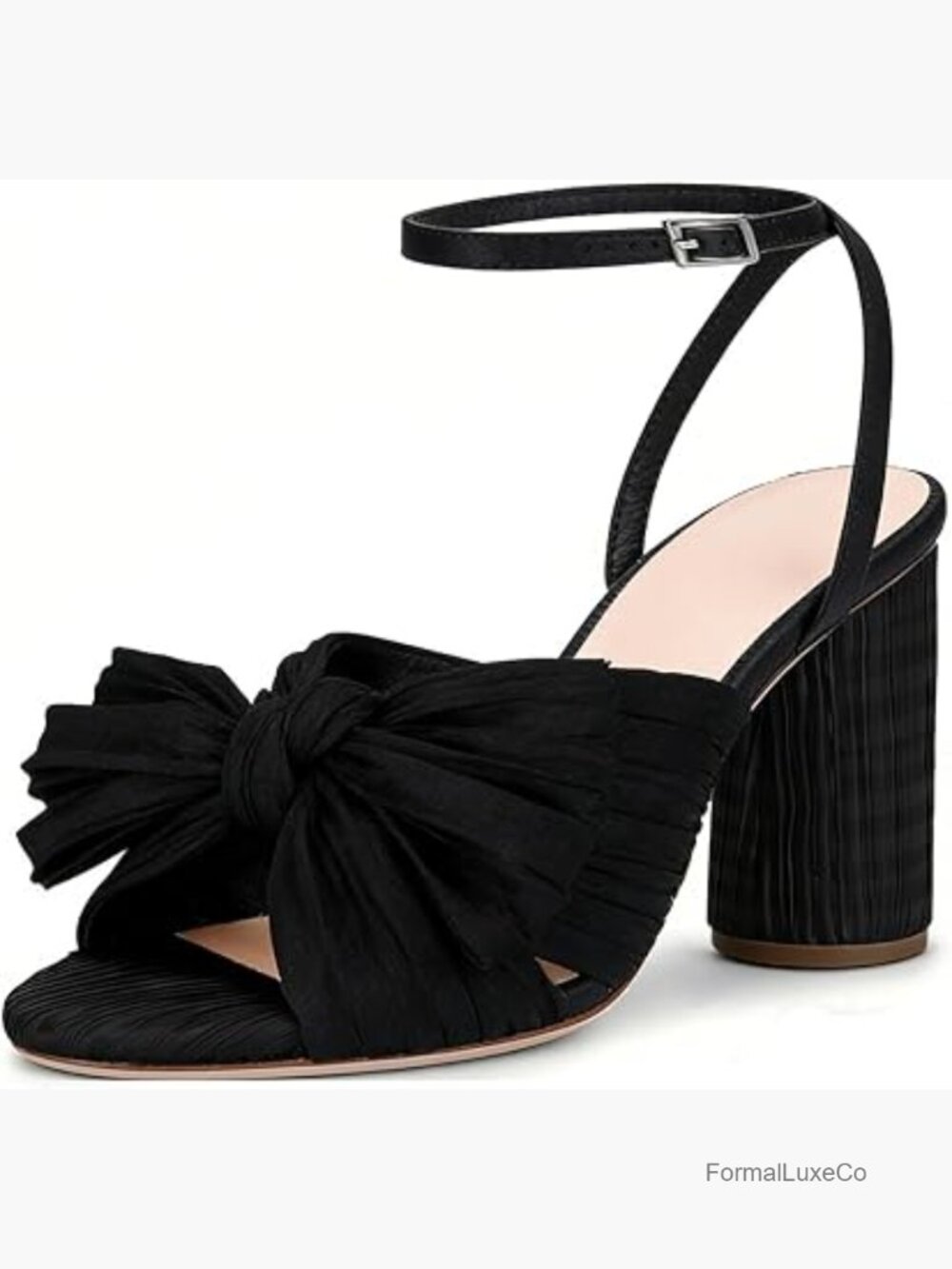 Open Toe Block Chunky Heels Bow Knot Heeled Sandals Ankle Strap Wedding
